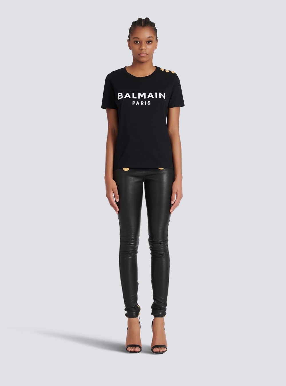 Women's Balmain Eco-responsible Cotton With Logo Print T Shirts Black | USA 5P0SfFc7