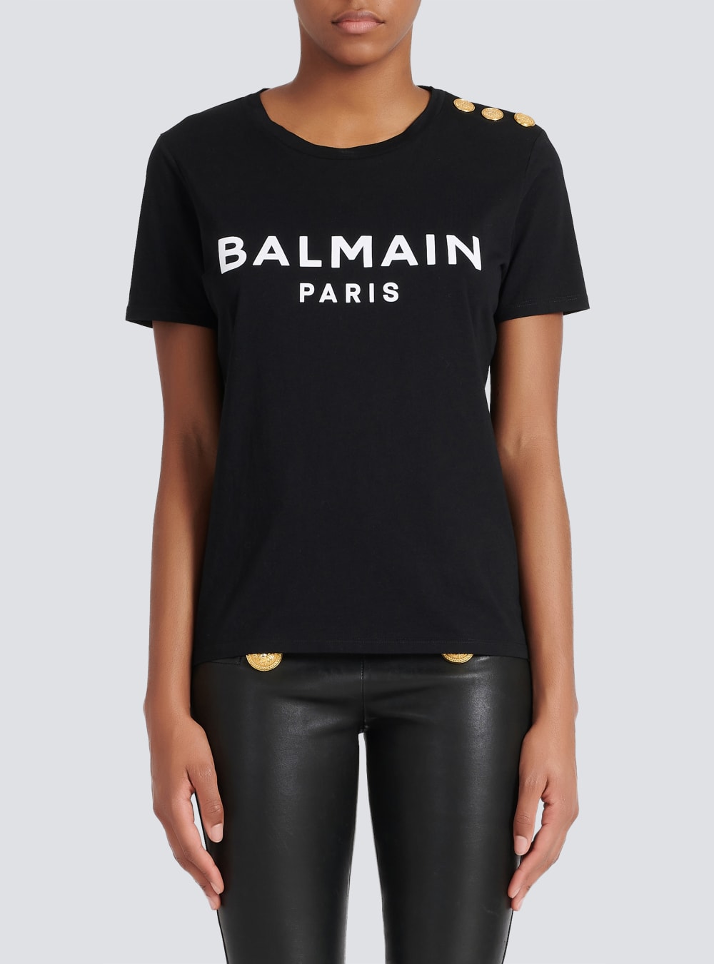 Women's Balmain Eco-responsible Cotton With Logo Print T Shirts Black | USA 5P0SfFc7