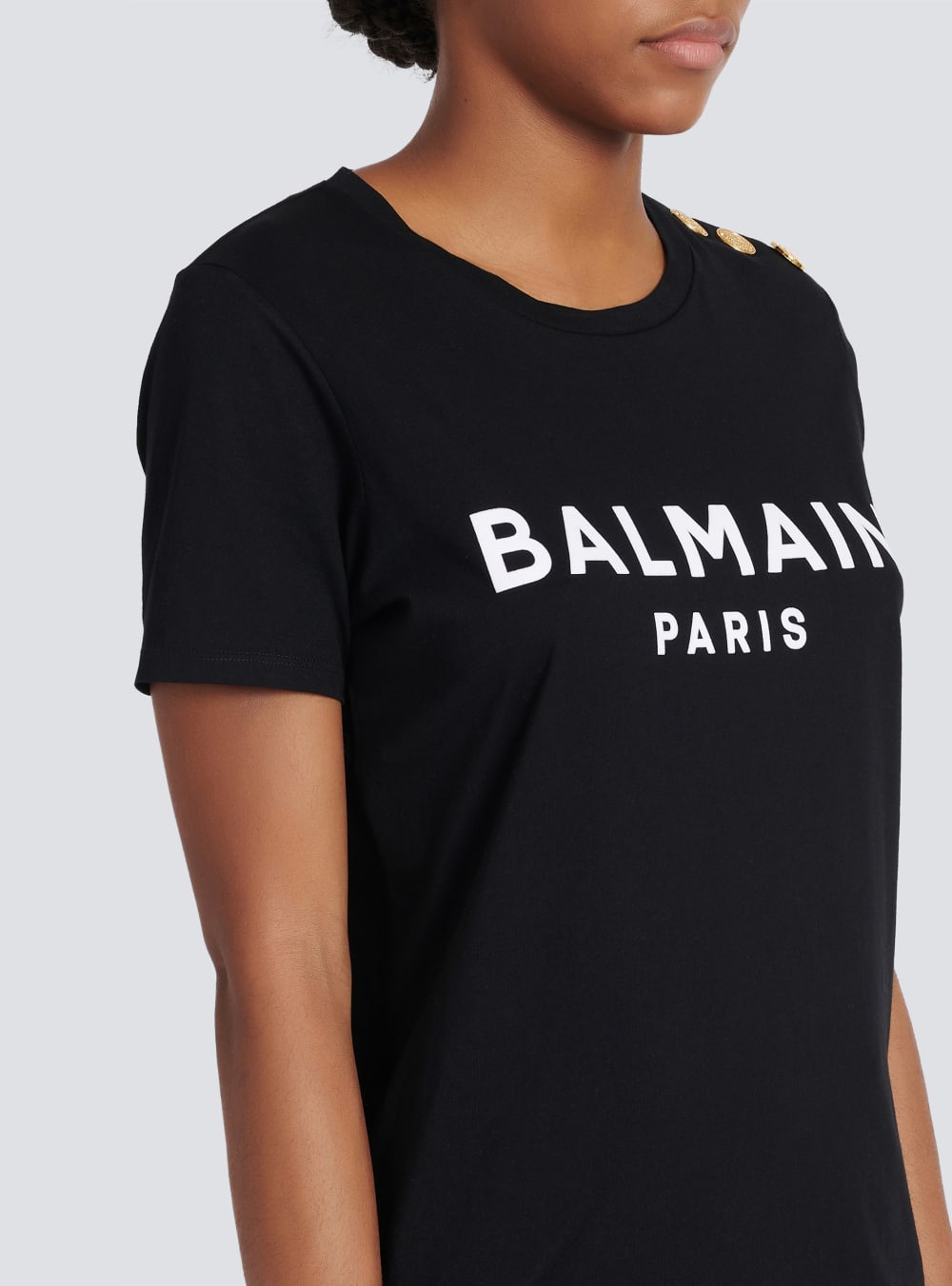 Women's Balmain Eco-responsible Cotton With Logo Print T Shirts Black | USA 5P0SfFc7