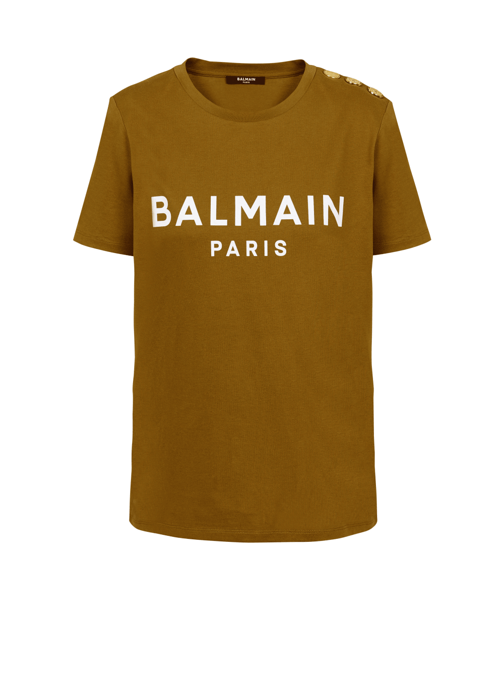 Women\'s Balmain Eco-responsible Cotton With Logo Print T Shirts Khaki | USA EYpEFOKZ