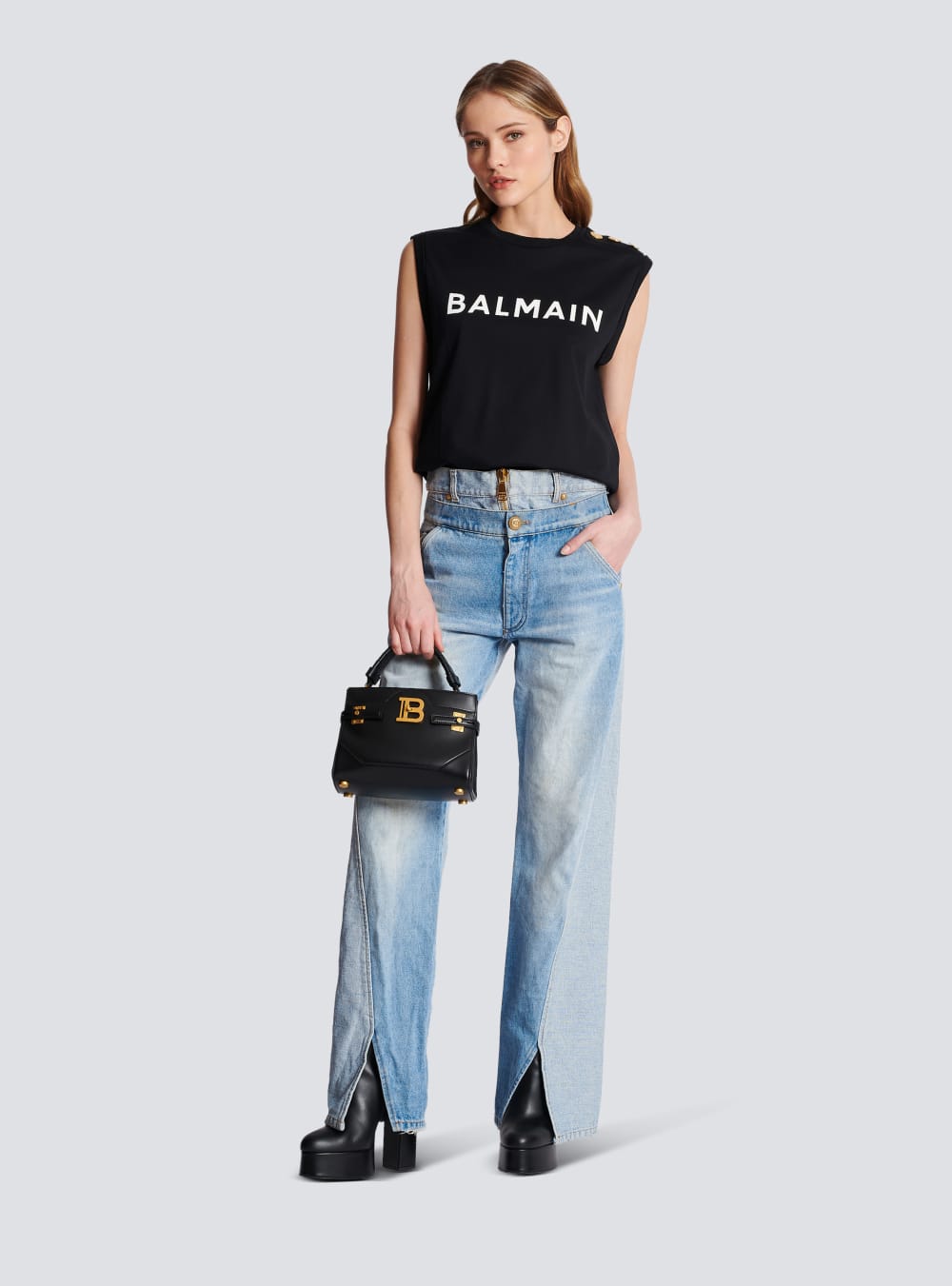 Women's Balmain Eco-responsible Cotton With Logo Print T Shirts Black | USA g8uBMqW9