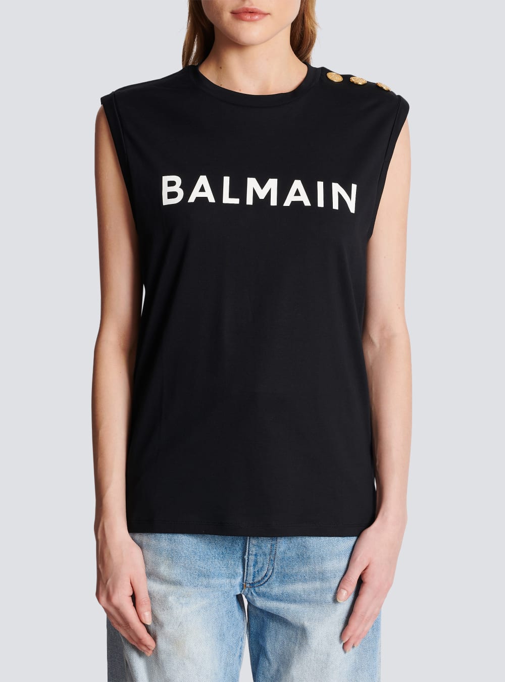 Women's Balmain Eco-responsible Cotton With Logo Print T Shirts Black | USA g8uBMqW9