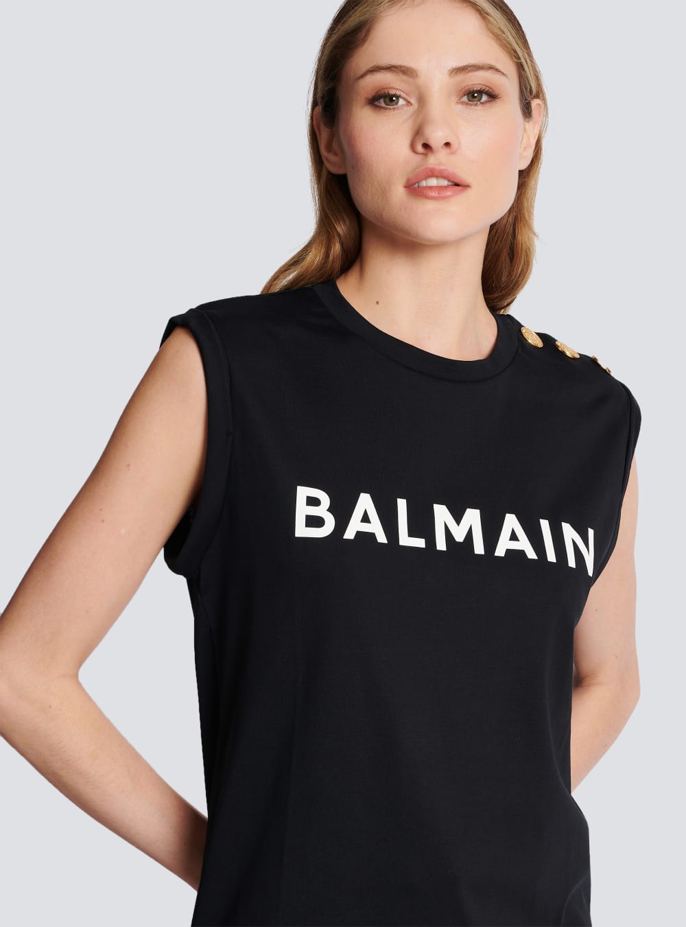 Women's Balmain Eco-responsible Cotton With Logo Print T Shirts Black | USA g8uBMqW9