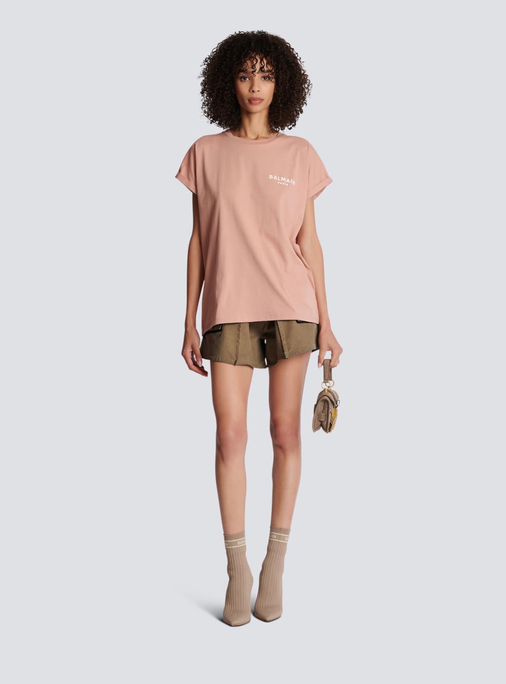 Women's Balmain Eco-responsible Cotton With Logo Print T Shirts Pink | USA i9hOwjQB