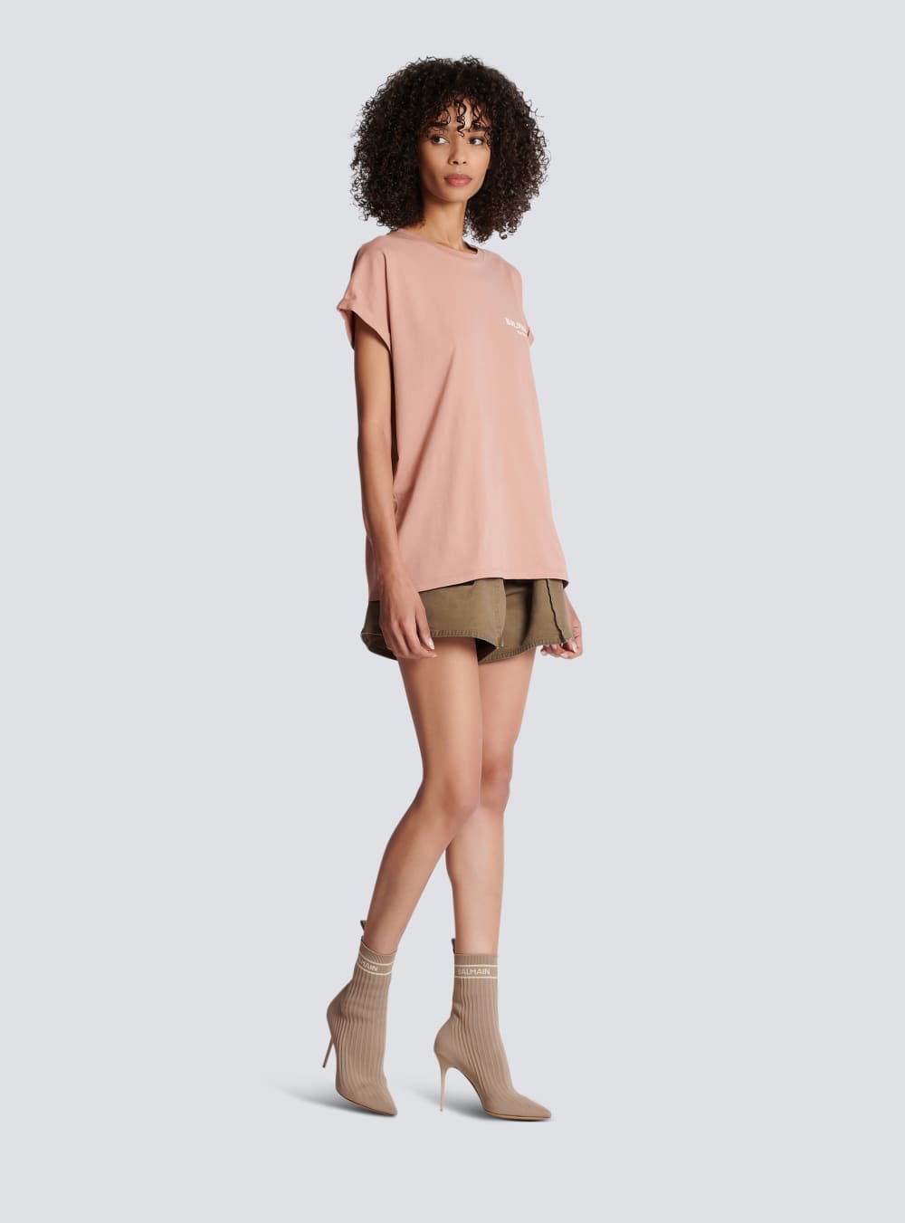 Women's Balmain Eco-responsible Cotton With Logo Print T Shirts Pink | USA i9hOwjQB