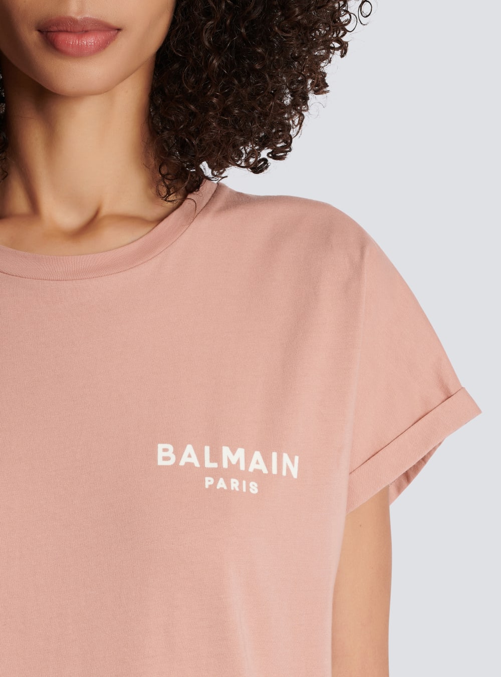 Women's Balmain Eco-responsible Cotton With Logo Print T Shirts Pink | USA i9hOwjQB