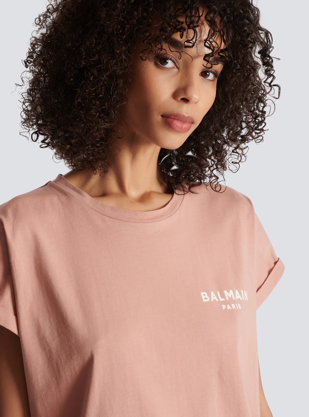 Women's Balmain Eco-responsible Cotton With Logo Print T Shirts Pink | USA i9hOwjQB