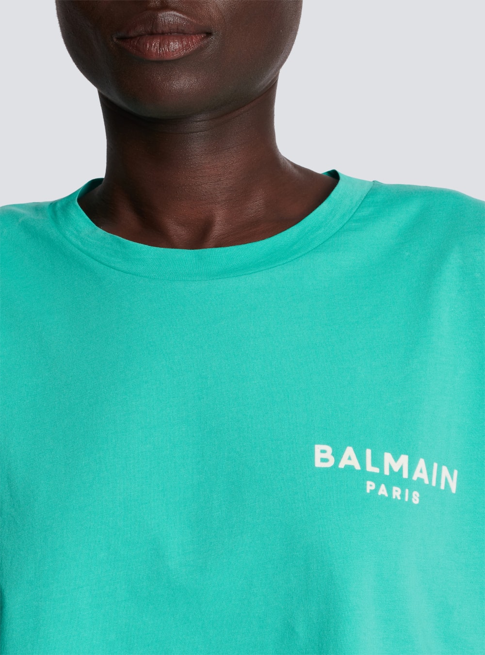 Women's Balmain Eco-responsible Cropped Cotton With Logo Print T Shirts Blue | USA MYTp3ATS