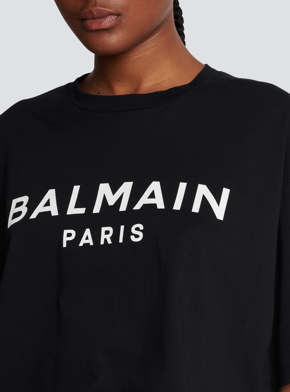 Women's Balmain Eco-responsible Cropped Cotton With Logo Print T Shirts Black | USA SdanVqDn