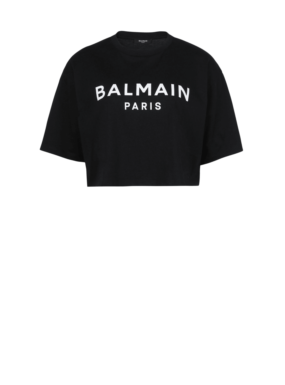 Women\'s Balmain Eco-responsible Cropped Cotton With Logo Print T Shirts Black | USA SdanVqDn