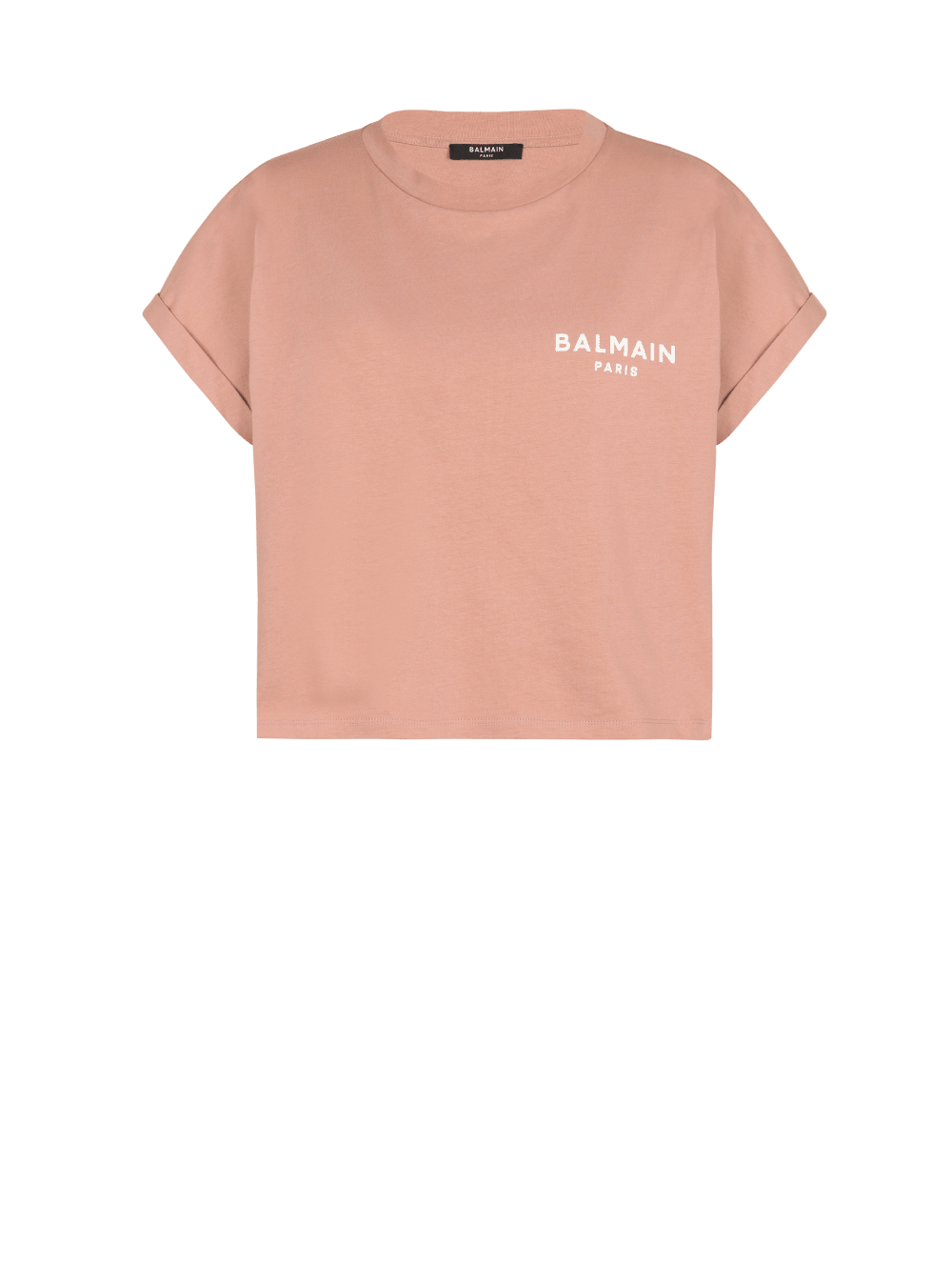 Women\'s Balmain Eco-responsible Cropped Cotton With Logo Print T Shirts Pink | USA qOuKiPF6