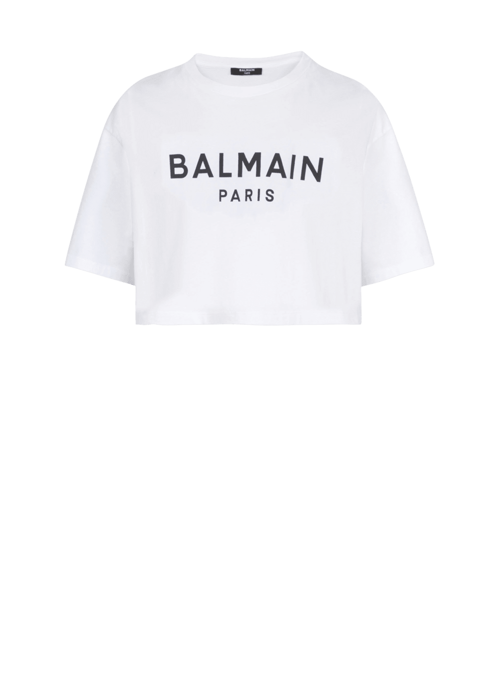 Women\'s Balmain Eco-responsible Cropped Cotton With Logo Print T Shirts White | USA ucYNNcvU