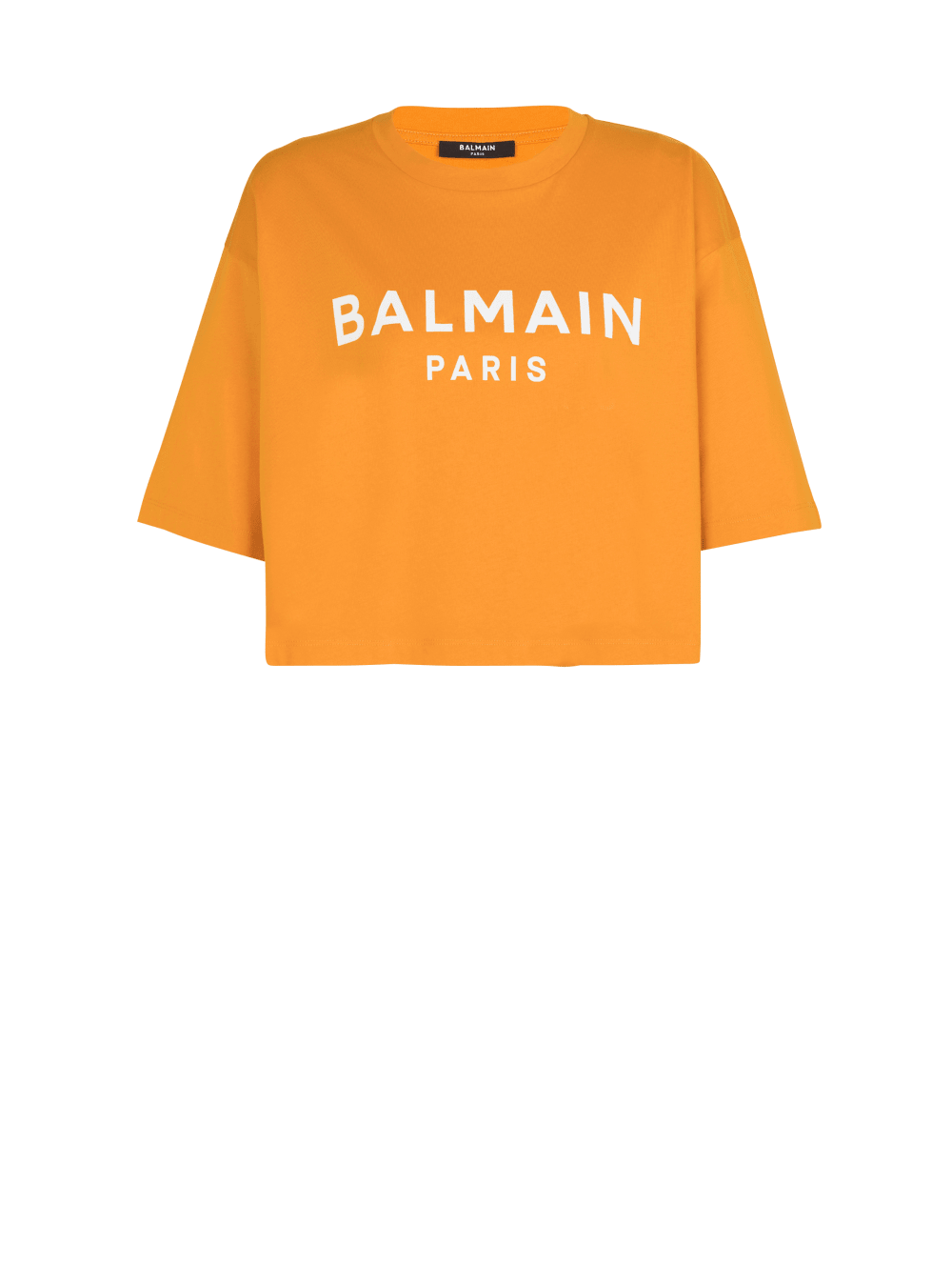 Women\'s Balmain Eco-responsible Cropped Cotton With Logo Print T Shirts Orange | USA zmuOMORA