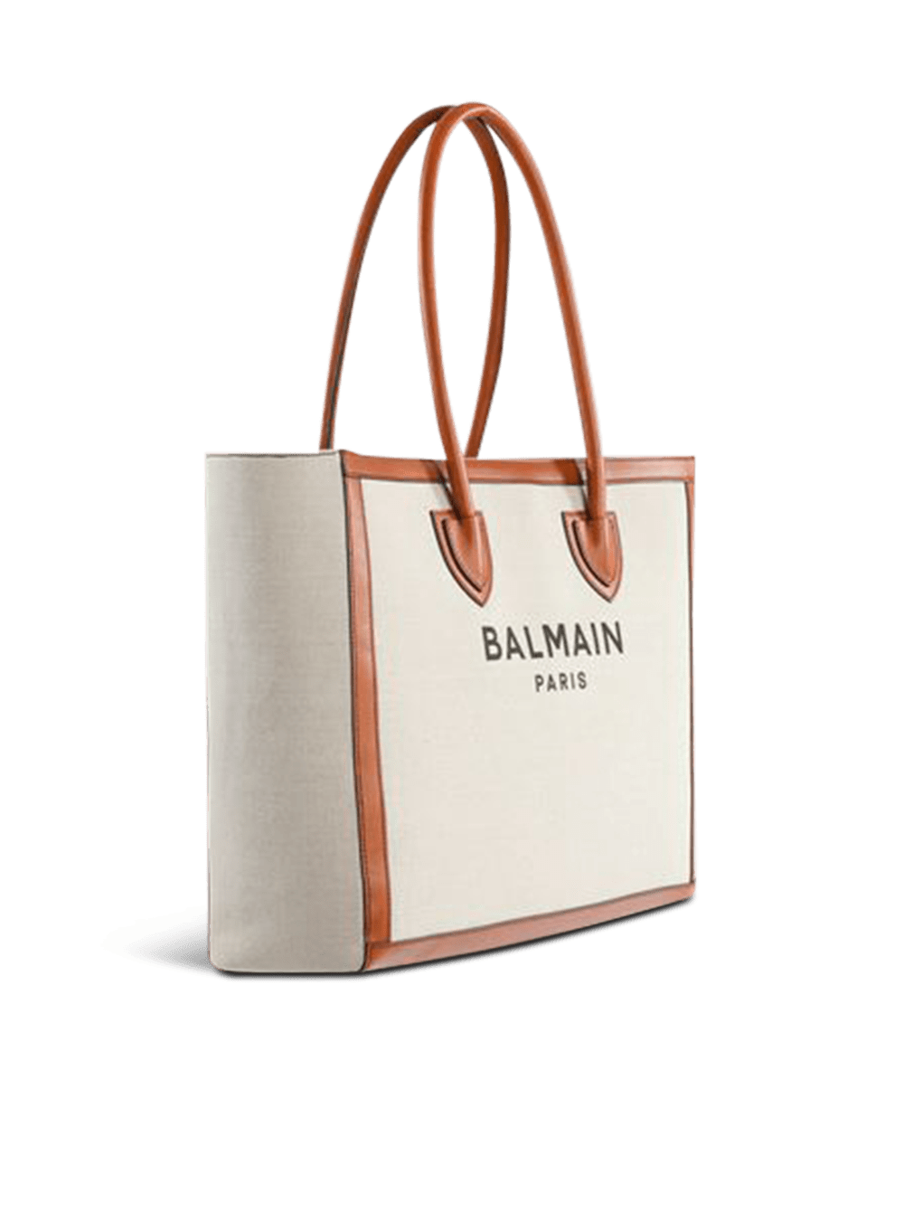 Women's Balmain Ecru Canvas B-Army 42 With Leather Panels Tote Bags Beige | USA wCvZ8QMZ