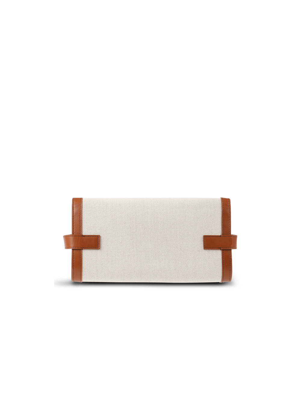 Women's Balmain Ecru Canvas B-Buzz 23 Clutch With Leather Panels Crossbody Bags Beige | USA OOckuEM8