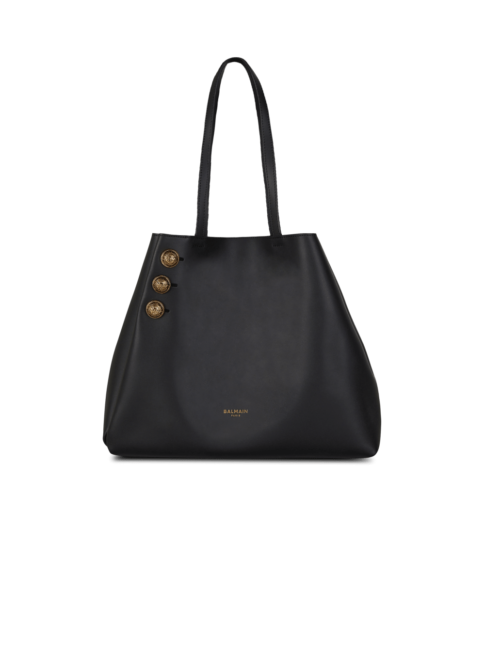 Women's Balmain Emblem Leather Tote Bags Black | USA En8qrbA6