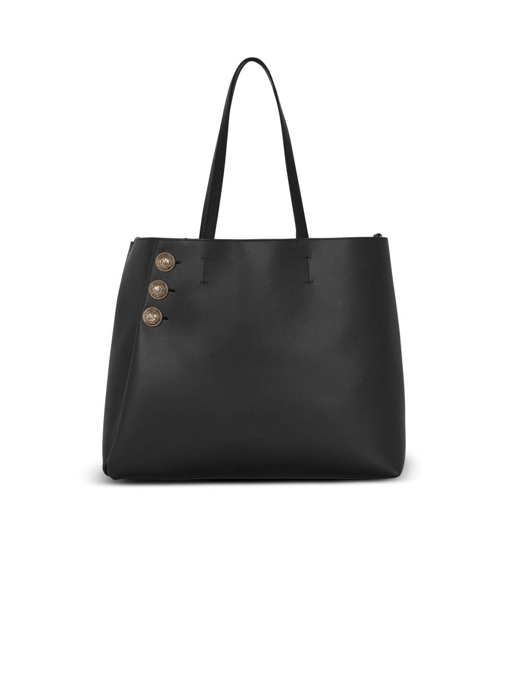 Women's Balmain Emblem Leather Tote Bags Black | USA En8qrbA6