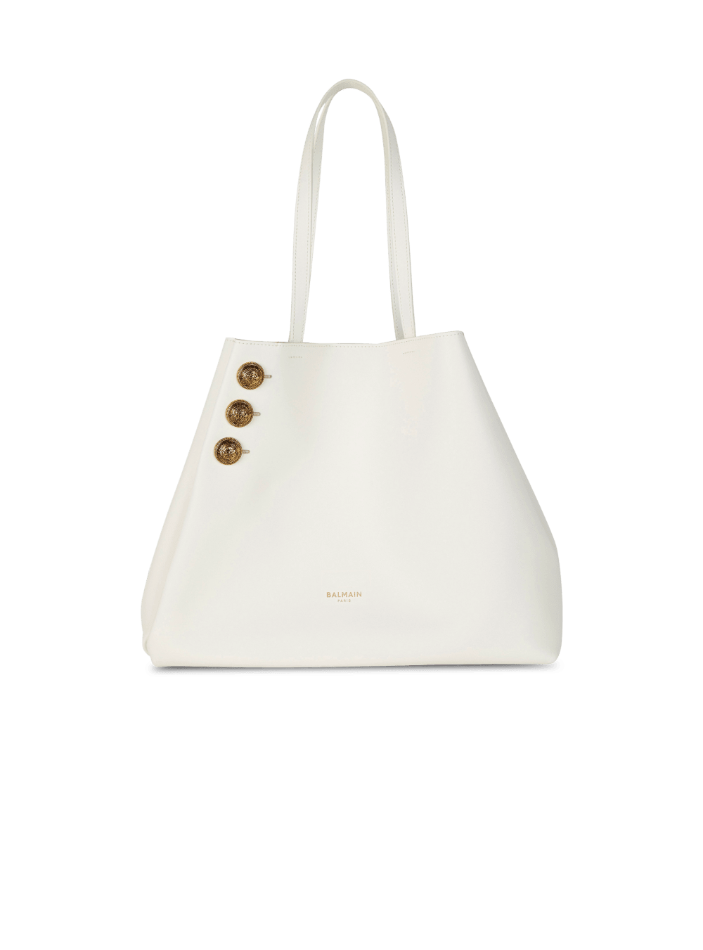 Women's Balmain Emblem Leather Tote Bags White | USA n7K58tEU