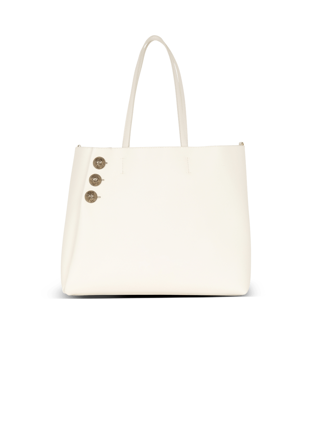 Women's Balmain Emblem Leather Tote Bags White | USA n7K58tEU