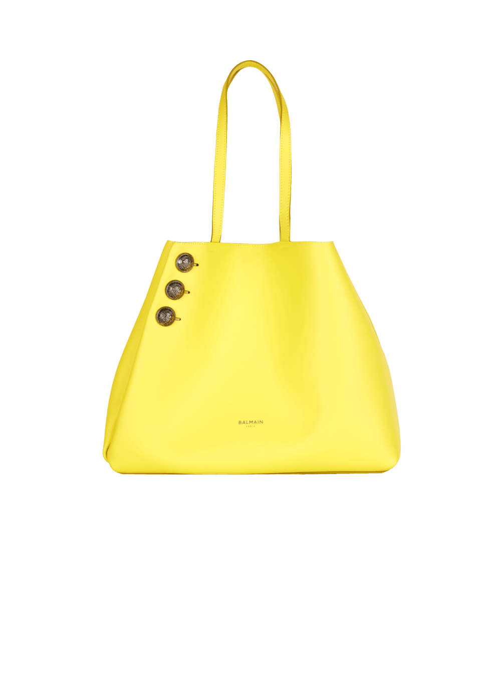 Women's Balmain Emblem Leather Tote Bags Yellow | USA srrtVRHG