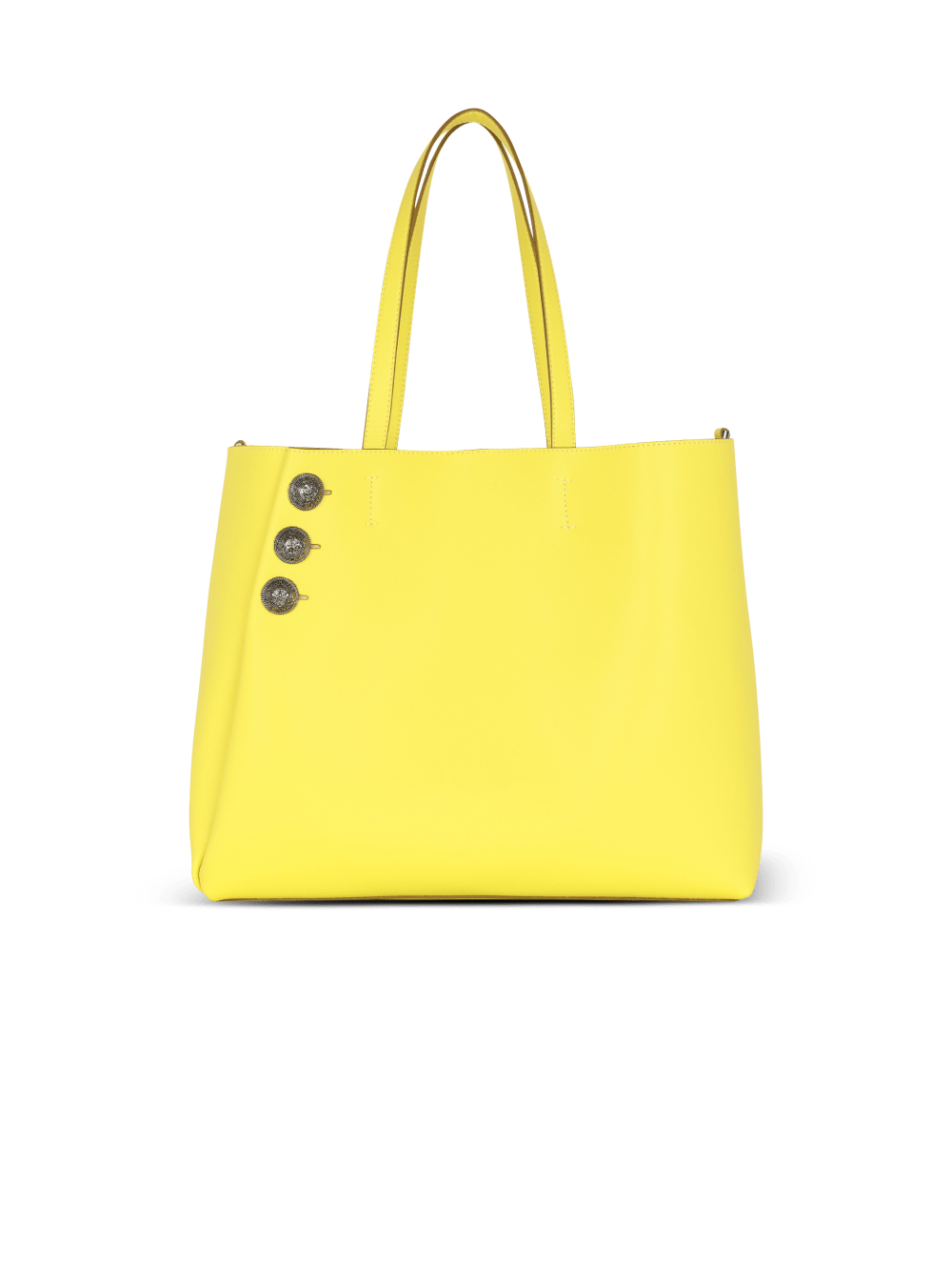 Women's Balmain Emblem Leather Tote Bags Yellow | USA srrtVRHG