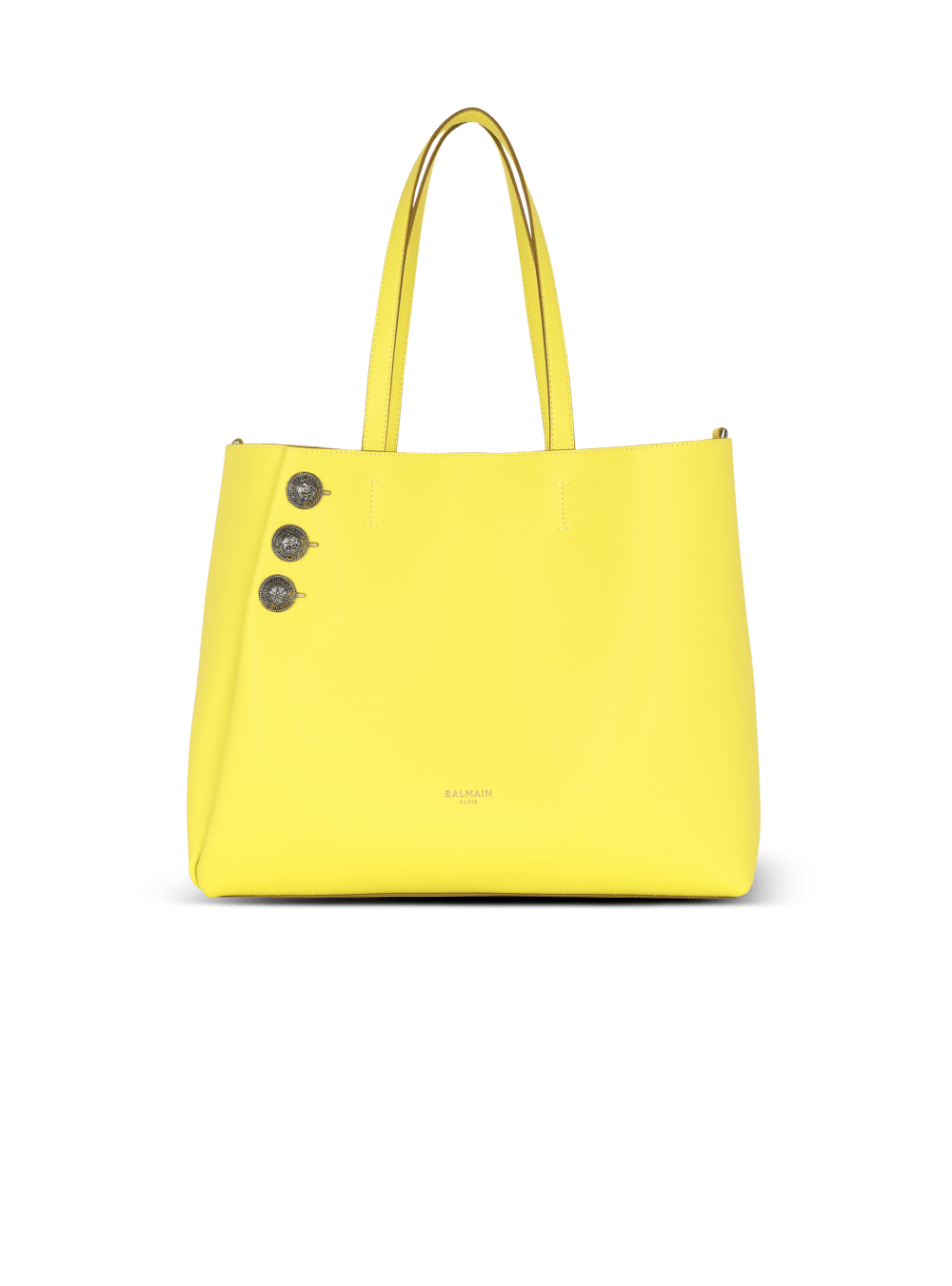 Women\'s Balmain Emblem Leather Tote Bags Yellow | USA srrtVRHG