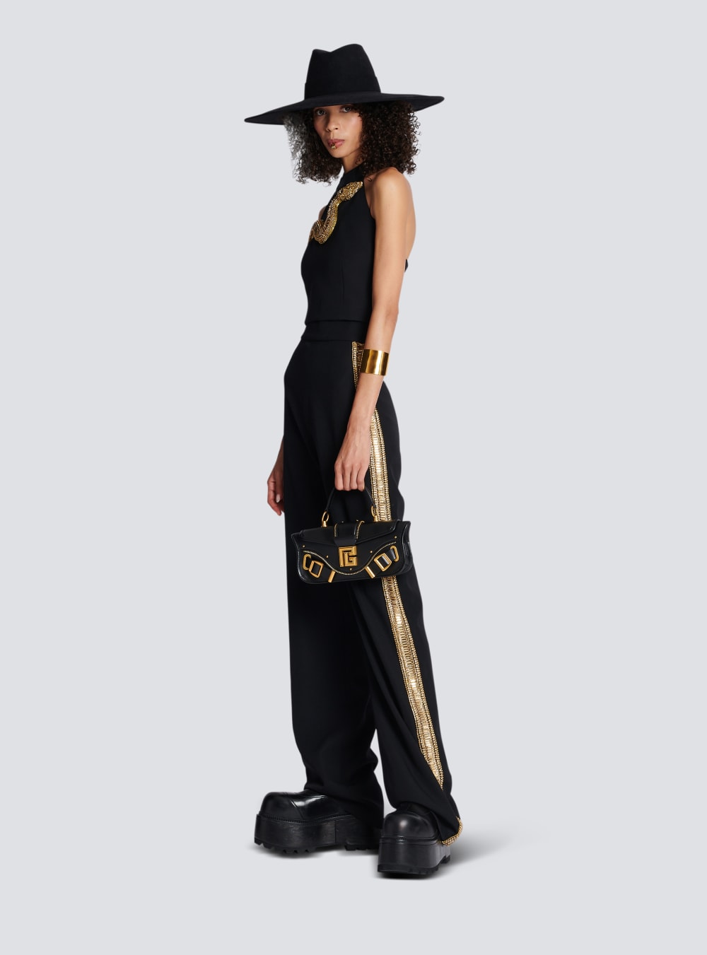 Women's Balmain Embroidered Wool Tuxedo Trousers Black | USA yeb1oQoQ