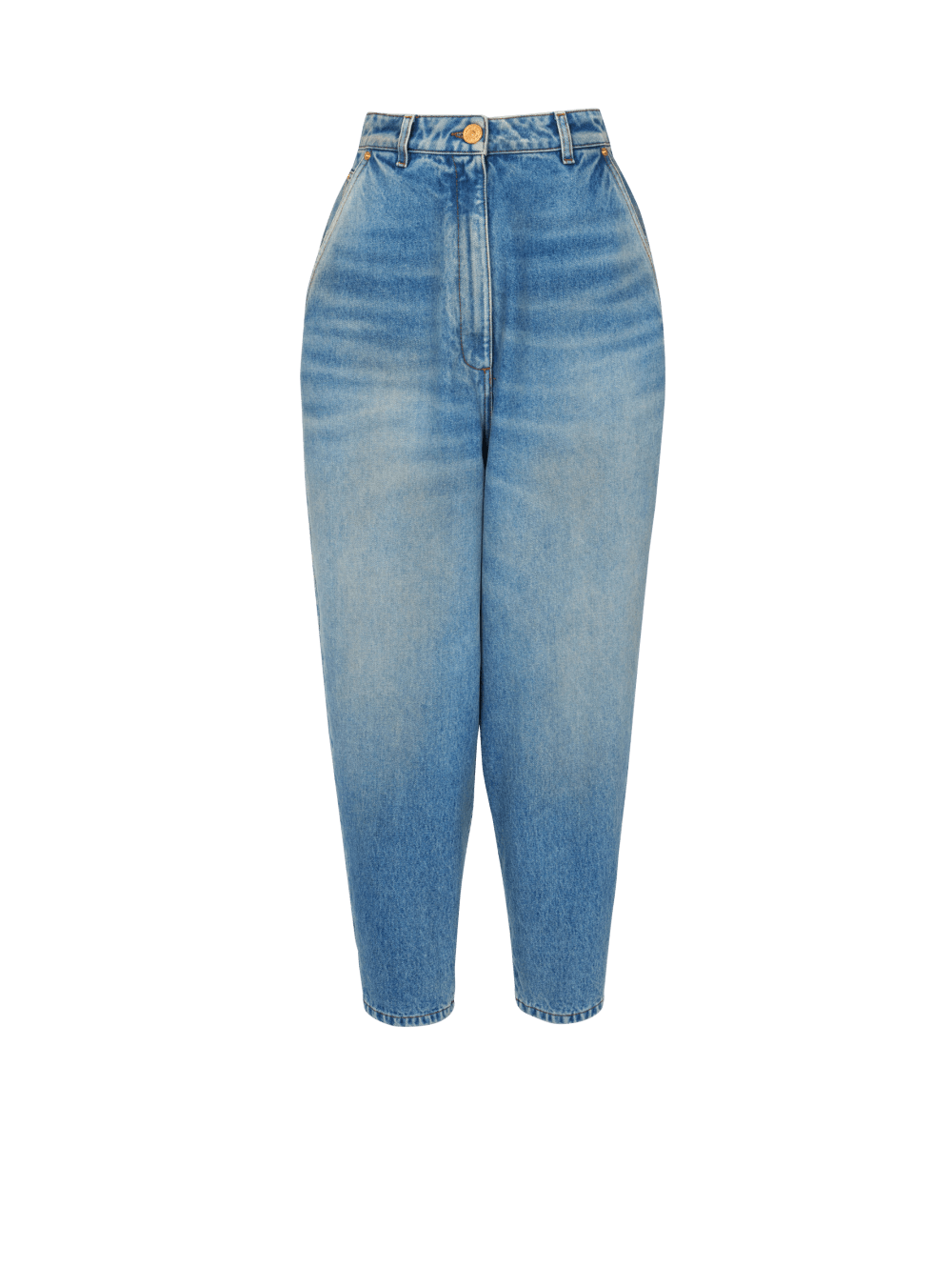 Women\'s Balmain Faded Baggy Denim Jeans Blue | USA XhX2Emqj