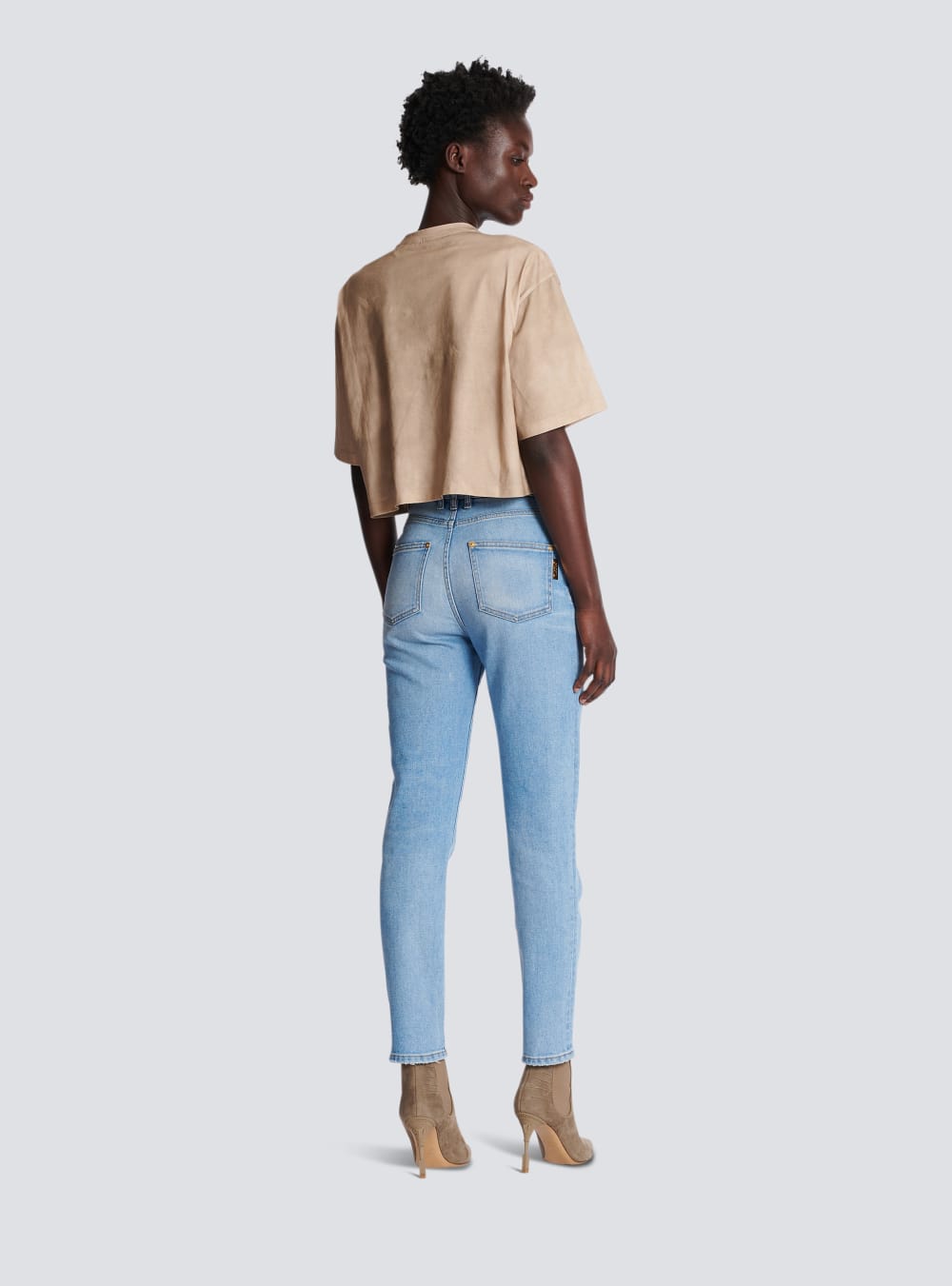 Women's Balmain Faded Denim Slim Fit Jeans Blue | USA OdhwdRAE