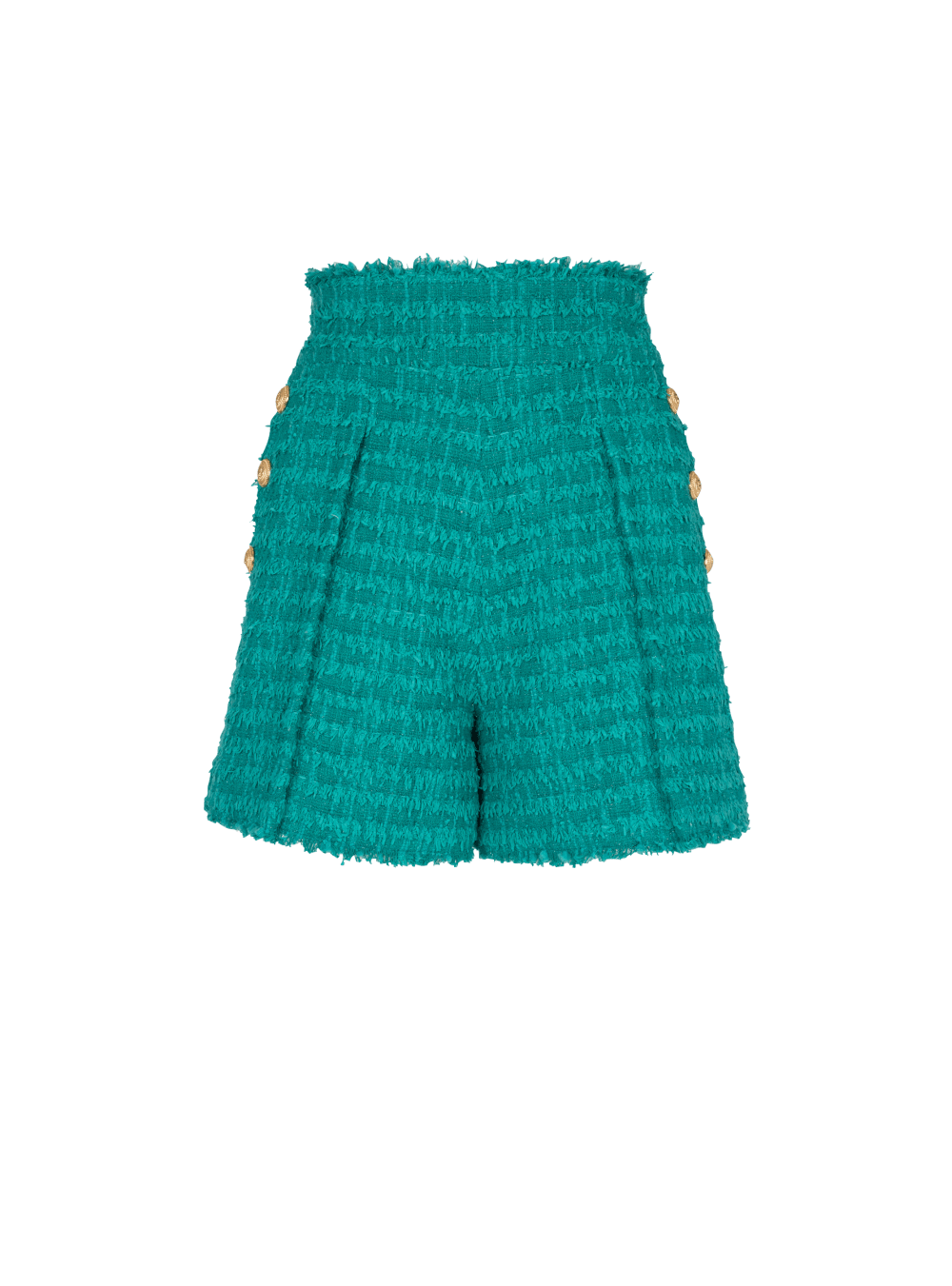 Women\'s Balmain Flared Tweed Shorts Green | USA nJqiMwi5