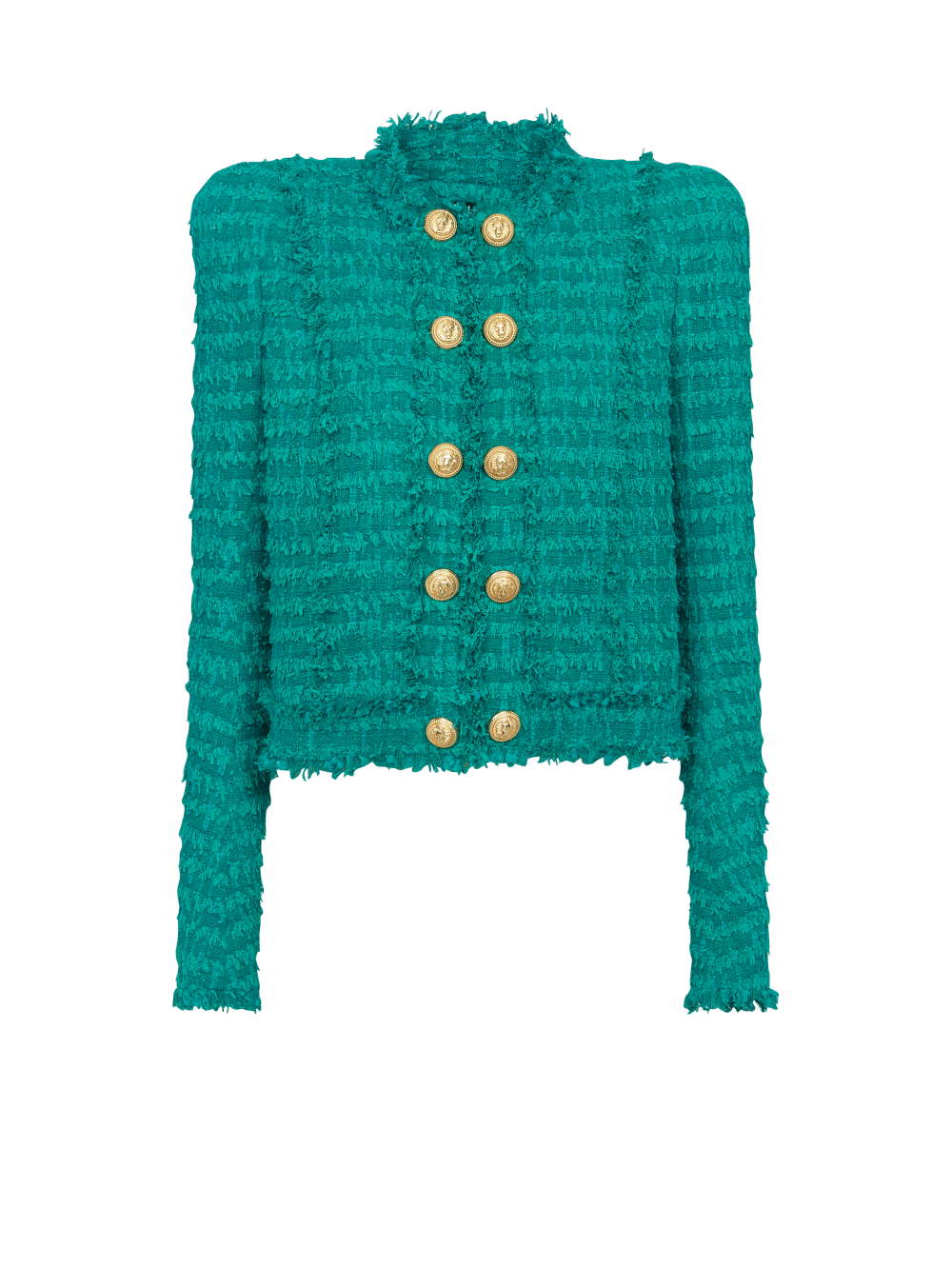 Women\'s Balmain Fringed Tweed Jackets Blue | USA 11XePhIm