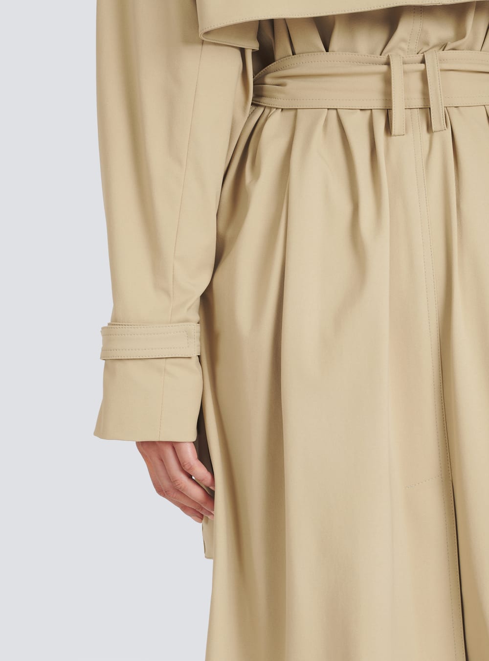 Women's Balmain Gabardine Trench Jackets Beige | USA UtQW0gWm