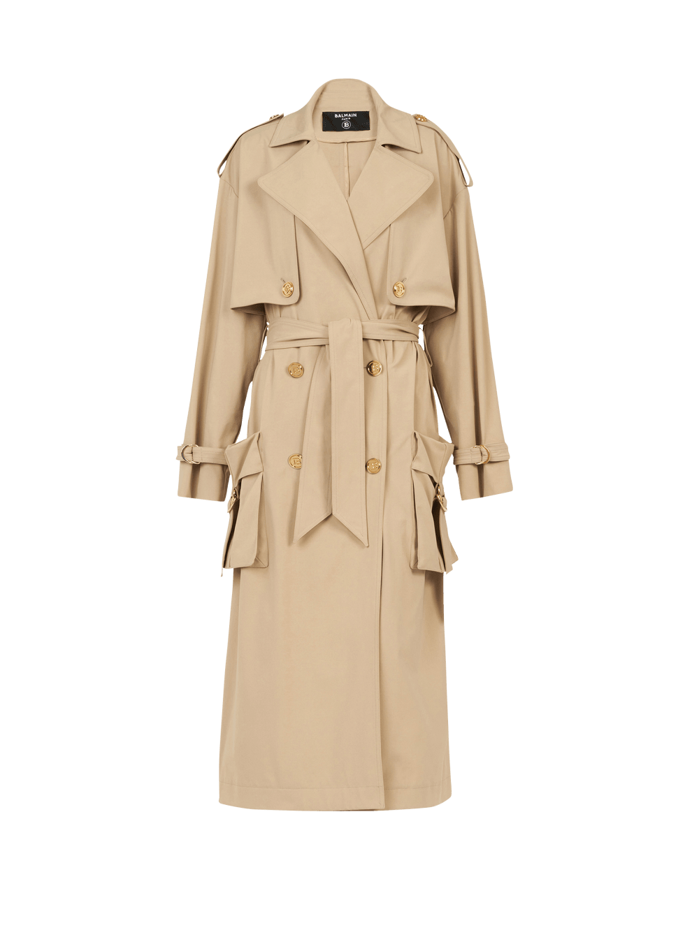 Women\'s Balmain Gabardine Trench Jackets Beige | USA UtQW0gWm