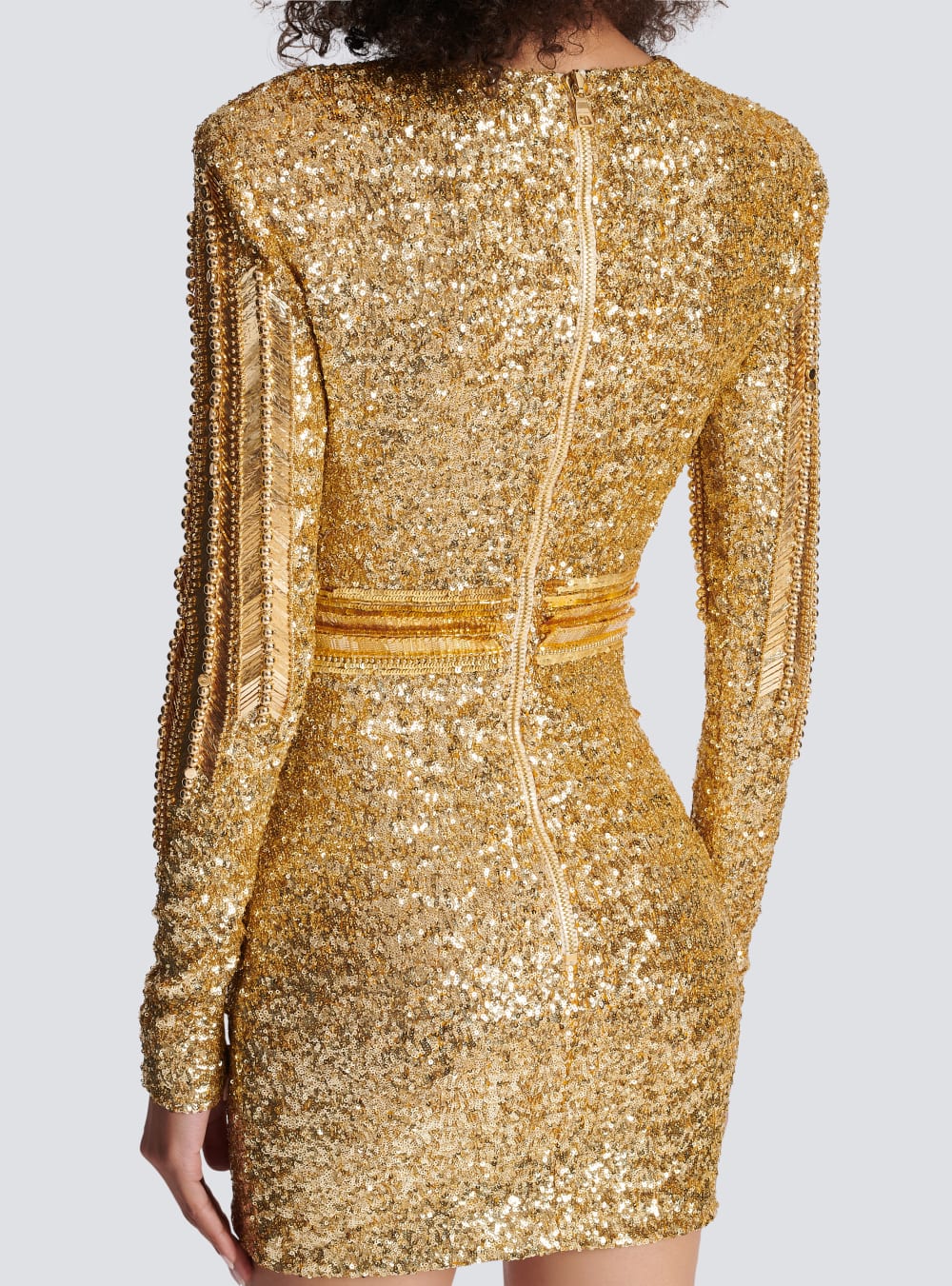 Women's Balmain Gold Embroidered Dress Gold | USA JckgaZ0j