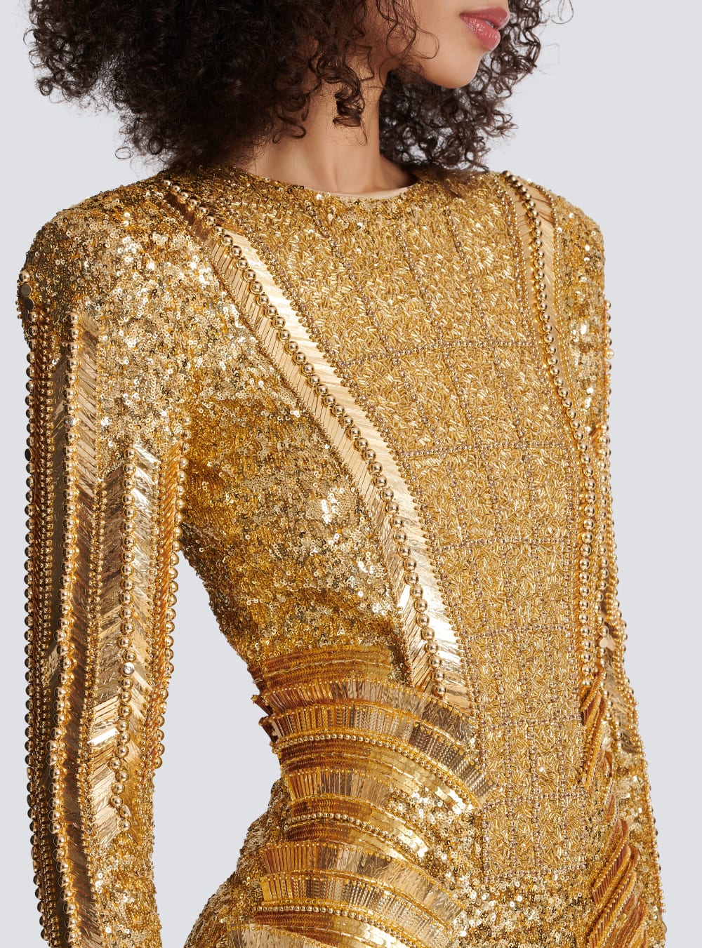 Women's Balmain Gold Embroidered Dress Gold | USA JckgaZ0j