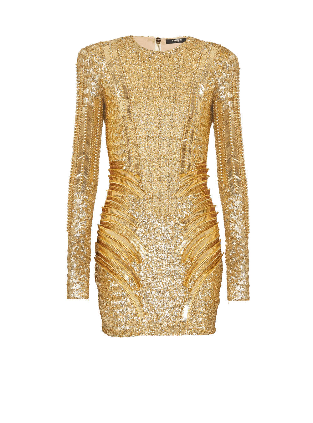 Women\'s Balmain Gold Embroidered Dress Gold | USA JckgaZ0j