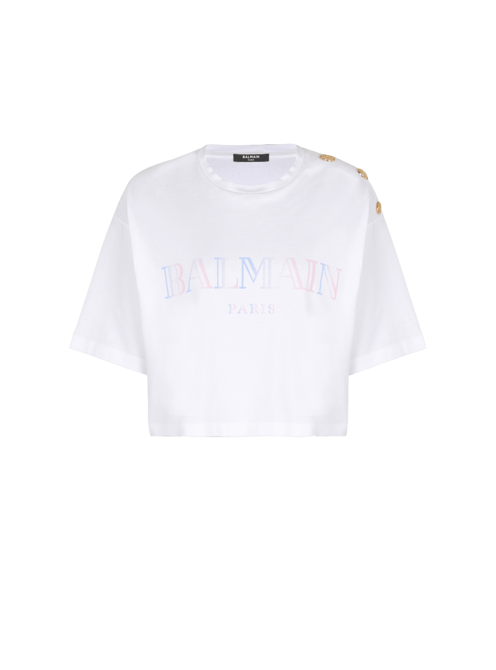 Women\'s Balmain Gradient Print Cropped T Shirts White | USA wWIyMTff