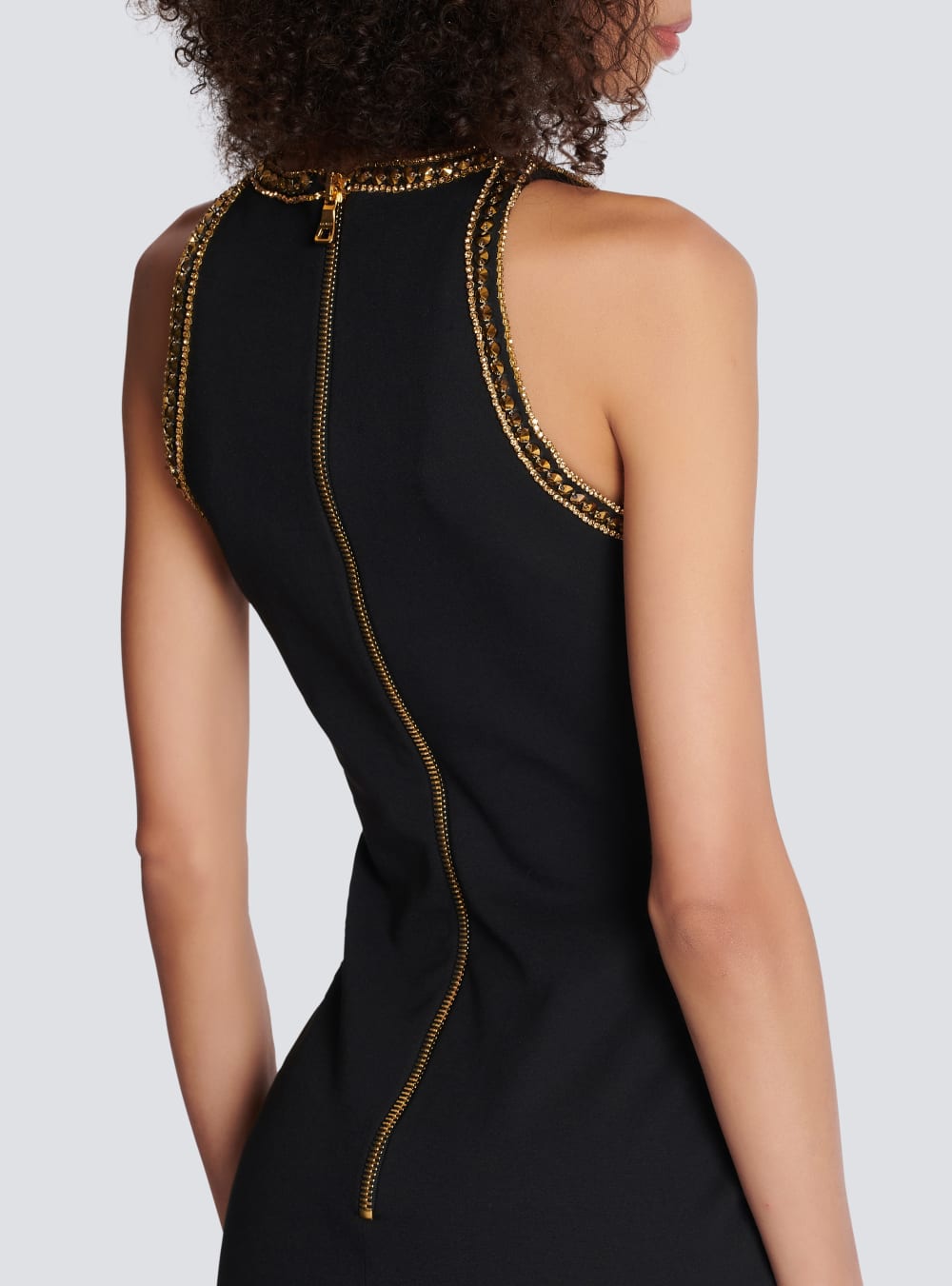 Women's Balmain Grain Of Powder Embroidered Dress Gold | USA z4GOy8HQ