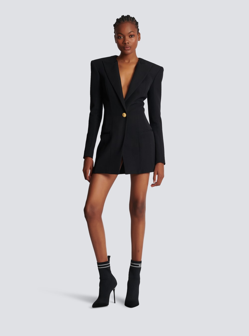 Women's Balmain Grain Of Powder Tailored Dress Black | USA 62bVtKic