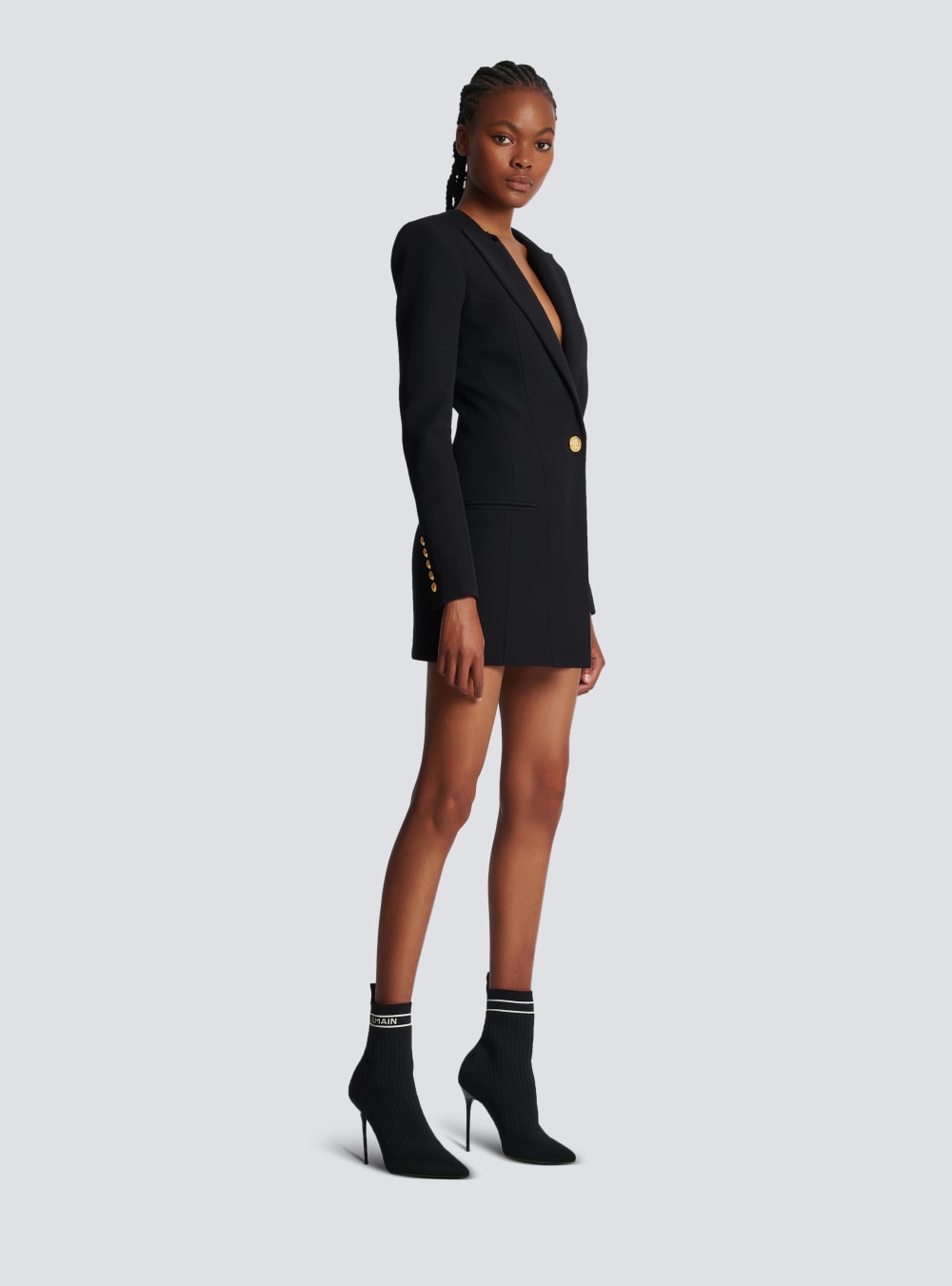 Women's Balmain Grain Of Powder Tailored Dress Black | USA 62bVtKic