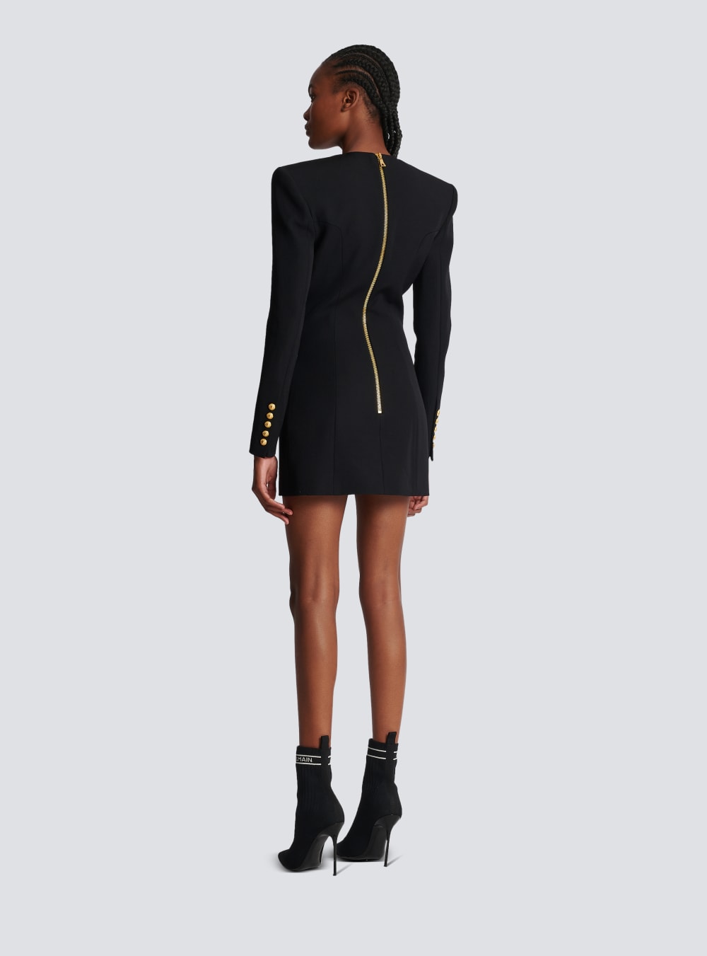 Women's Balmain Grain Of Powder Tailored Dress Black | USA 62bVtKic