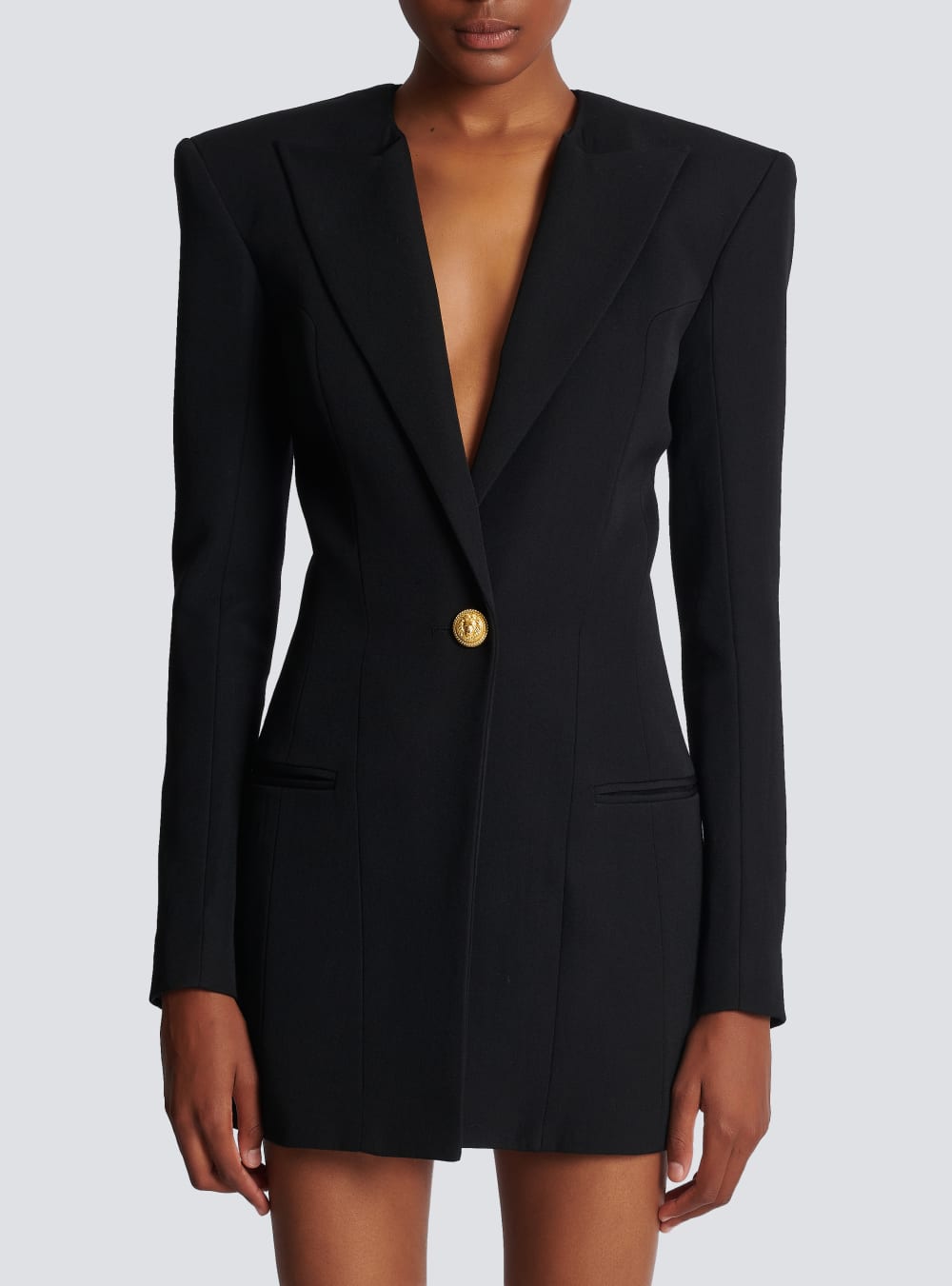 Women's Balmain Grain Of Powder Tailored Dress Black | USA 62bVtKic