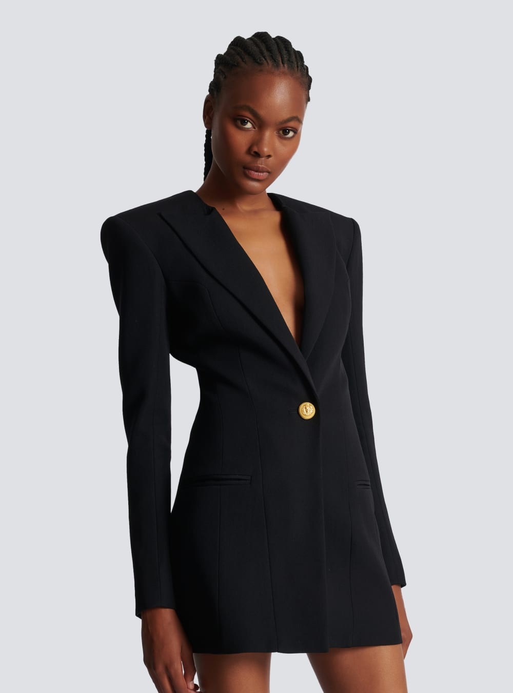 Women's Balmain Grain Of Powder Tailored Dress Black | USA 62bVtKic