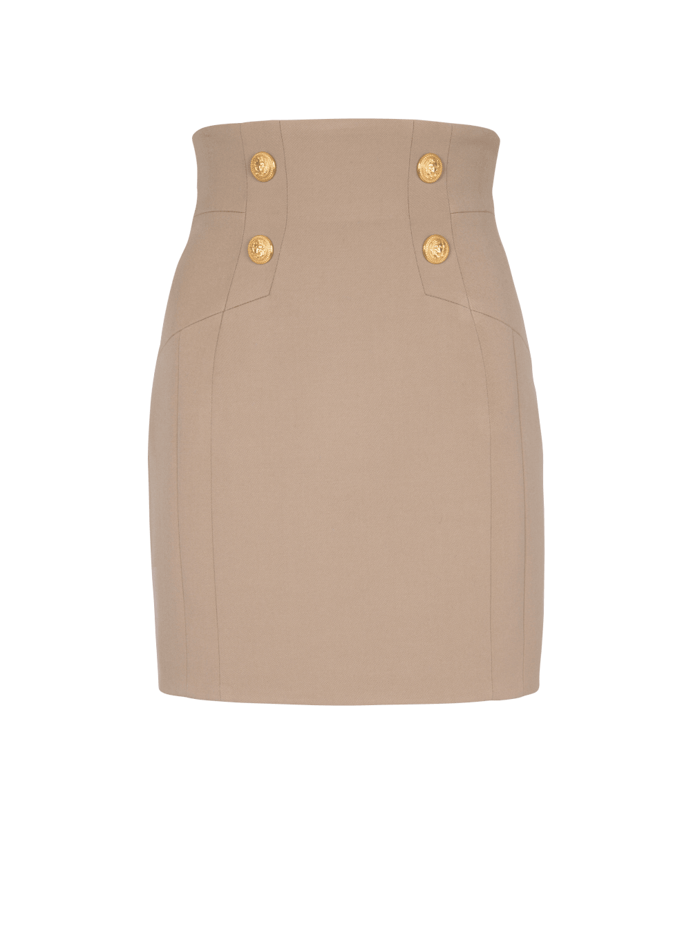 Women\'s Balmain Grain Of Powder Wool Pencil Skirts Beige | USA CjDLLyO3