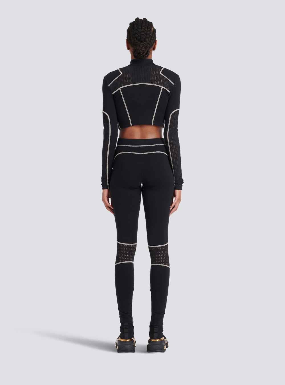 Women's Balmain Jersey Crop Tops Black | USA rCGSByIK