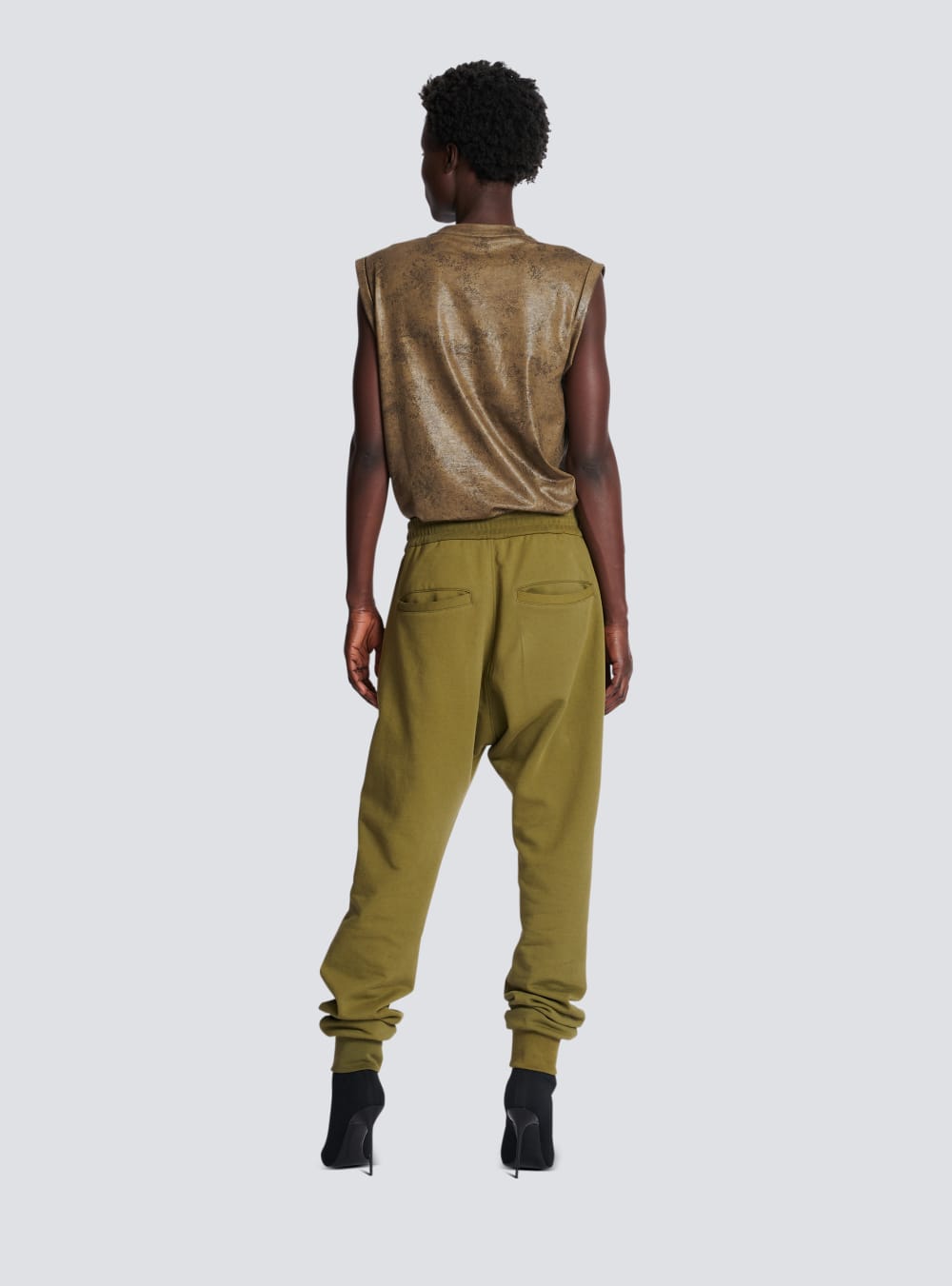 Women's Balmain Jogging Made From Eco-responsible Cotton Trousers Khaki | USA 83uDksTl