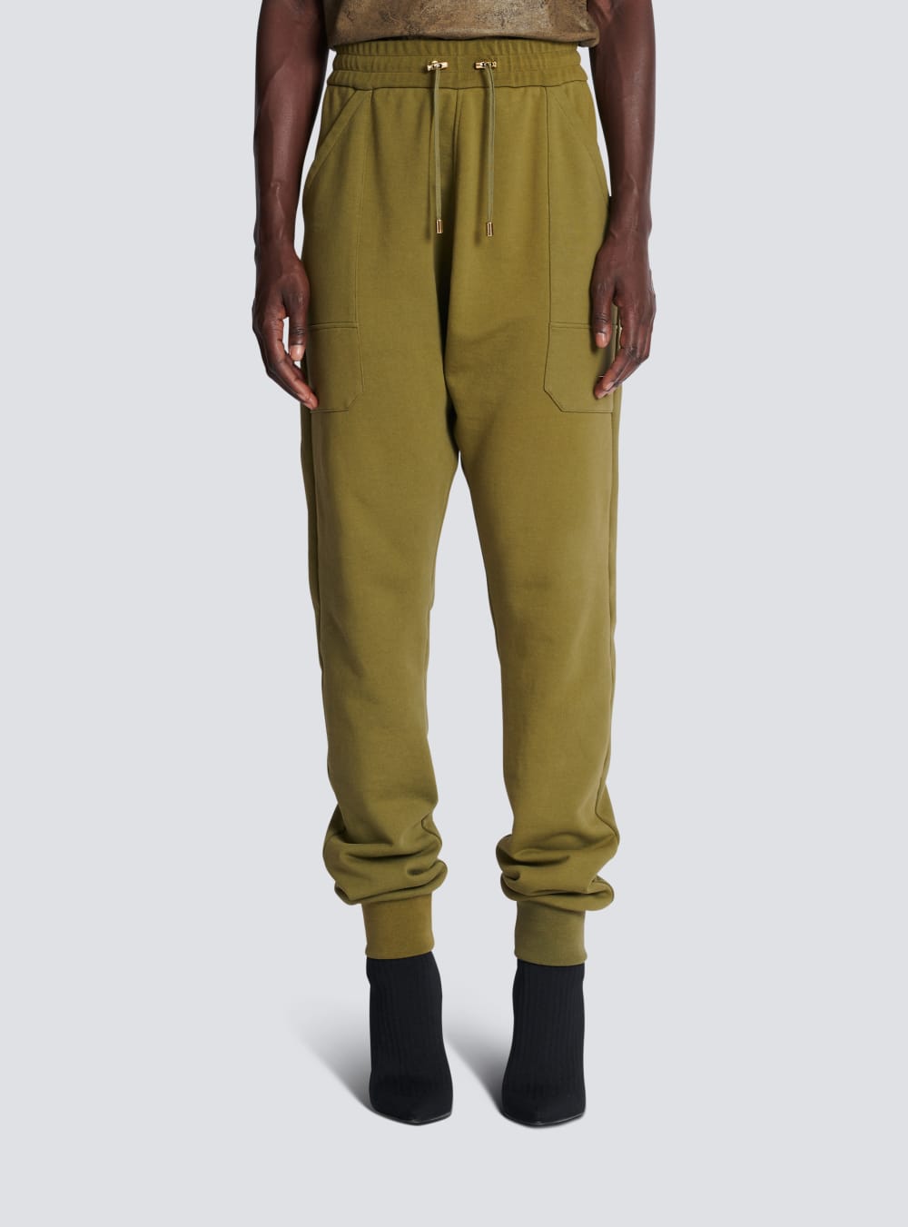 Women's Balmain Jogging Made From Eco-responsible Cotton Trousers Khaki | USA 83uDksTl