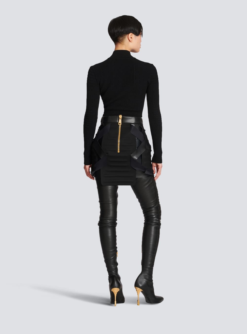 Women's Balmain Knit Crop Tops Black | USA 961XnwR3