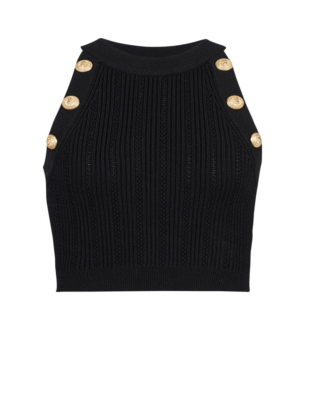 Women\'s Balmain Knit Crop Tops Black | USA e0LYBnMD