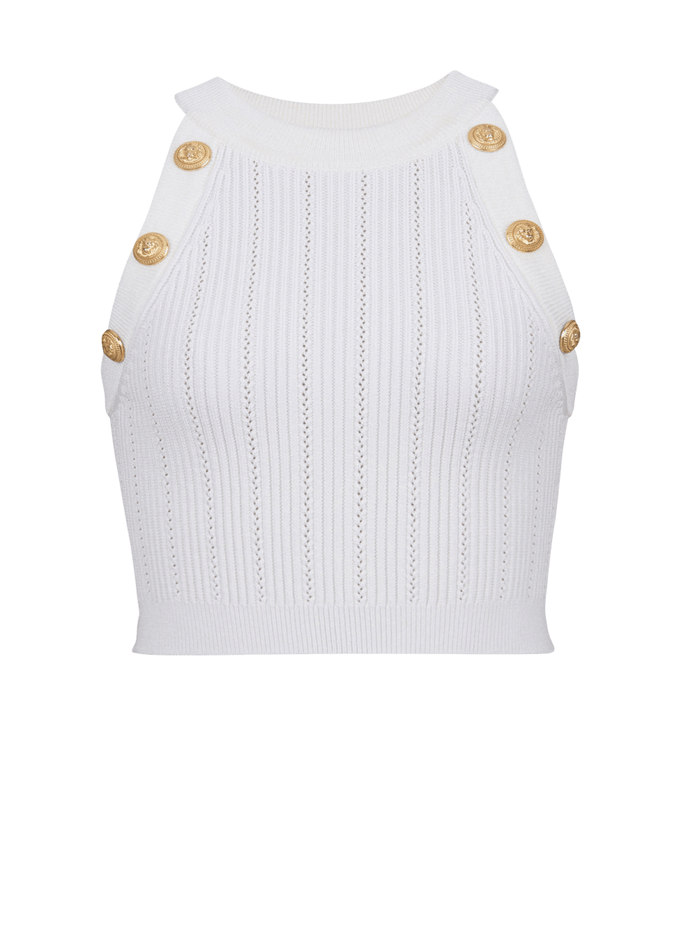 Women\'s Balmain Knit Crop Tops White | USA Avmawmdo